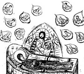 Успение (рис. из Православного календаря. Салоники, 2001)